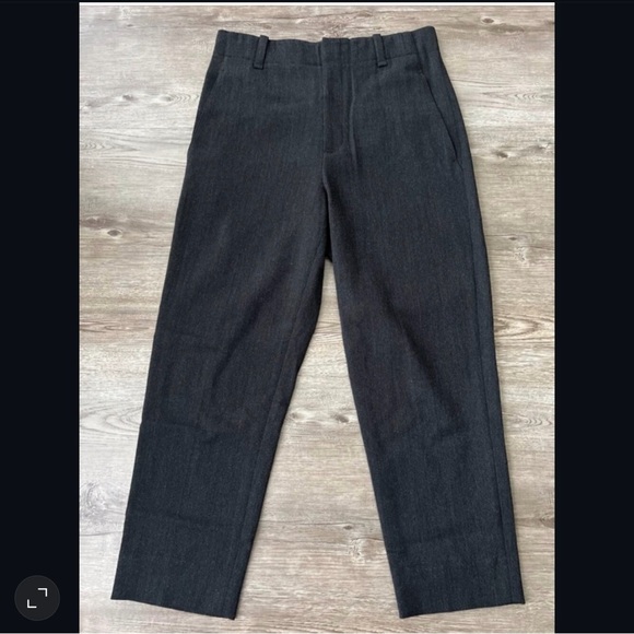 Vince Pants - Vince High Waist Flannel Wool Trousers Cropped Length Dark Gray Womens 6